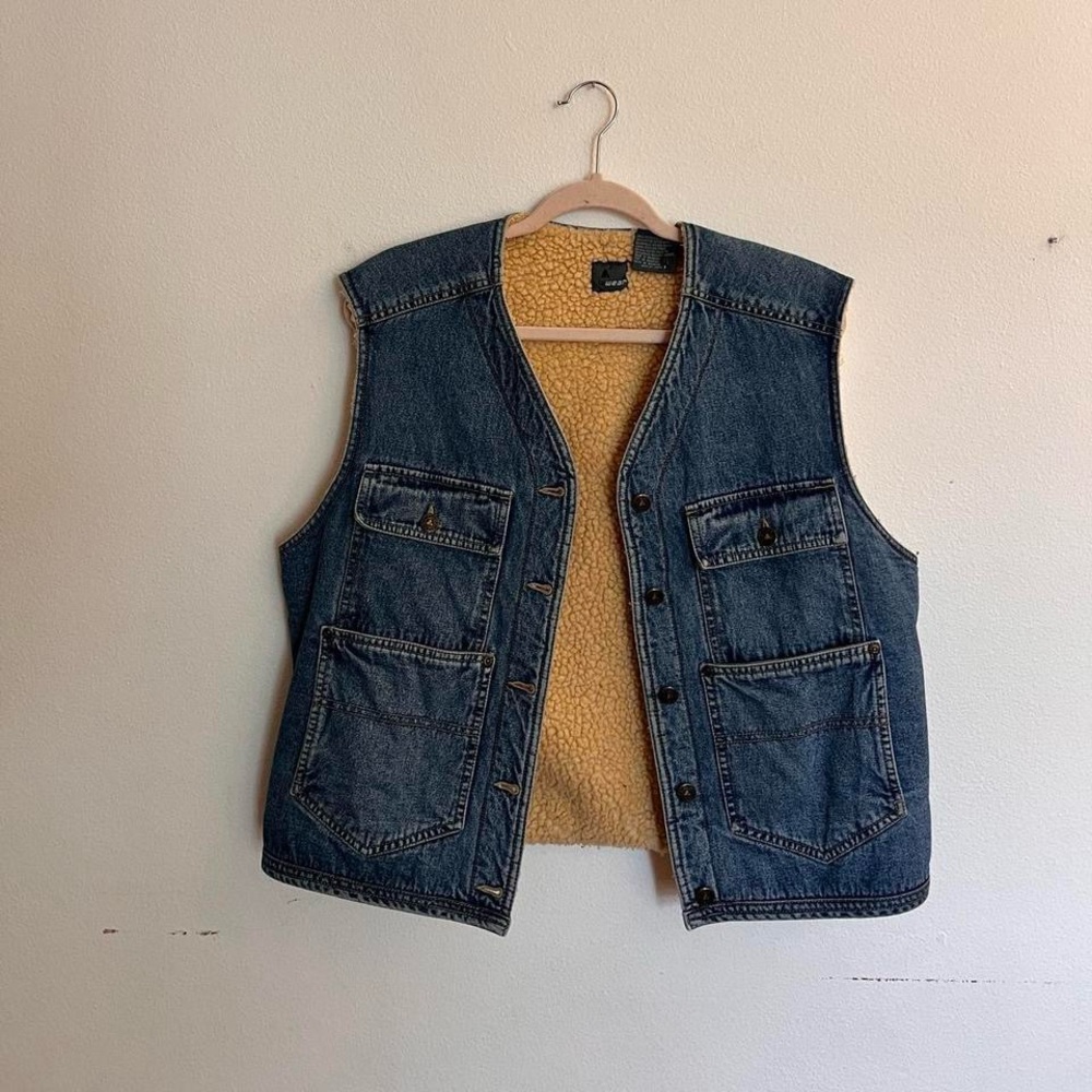 Denim Vest with Yellow Lining